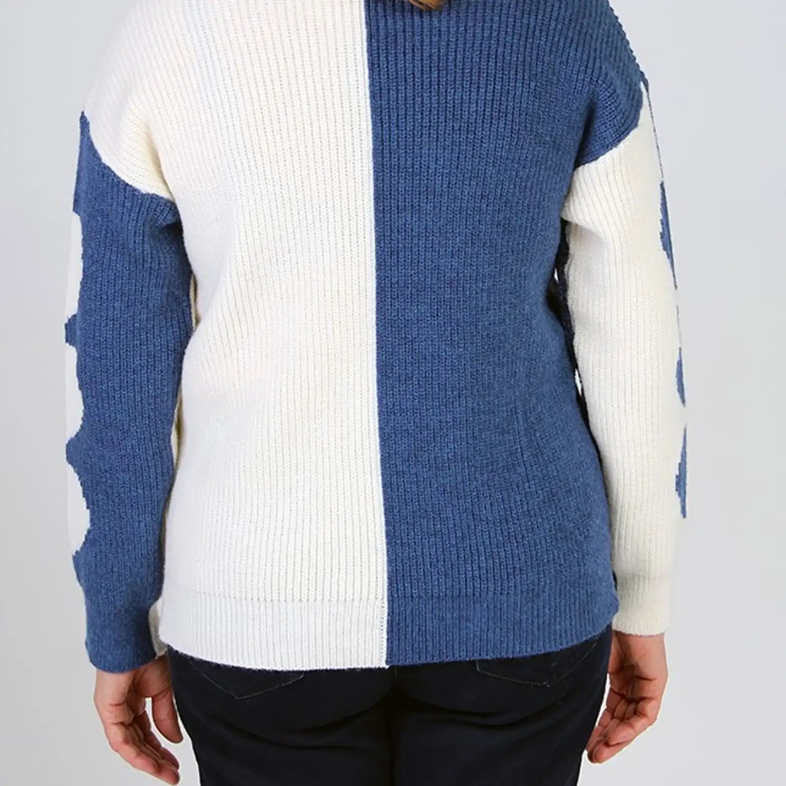 Thumbnail: Fresh FX Blue and Ivory Heart Sweater 1FB663542C