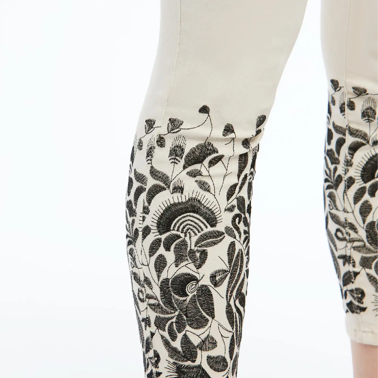 Thumbnail: Orly Beige Pants with Black Embroidery 60709
