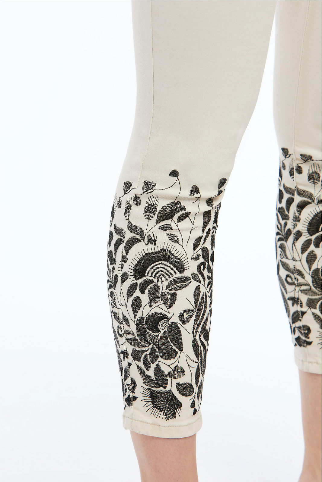 Orly Beige Pants with Black Embroidery 60709