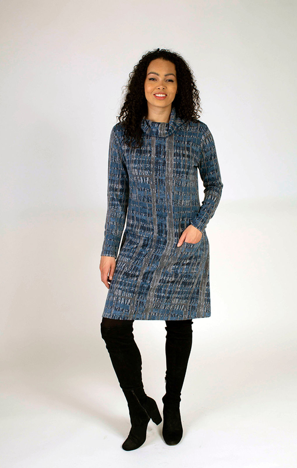 Fresh FX Blue & Grey Cowl Neck Dress 1FB642463C