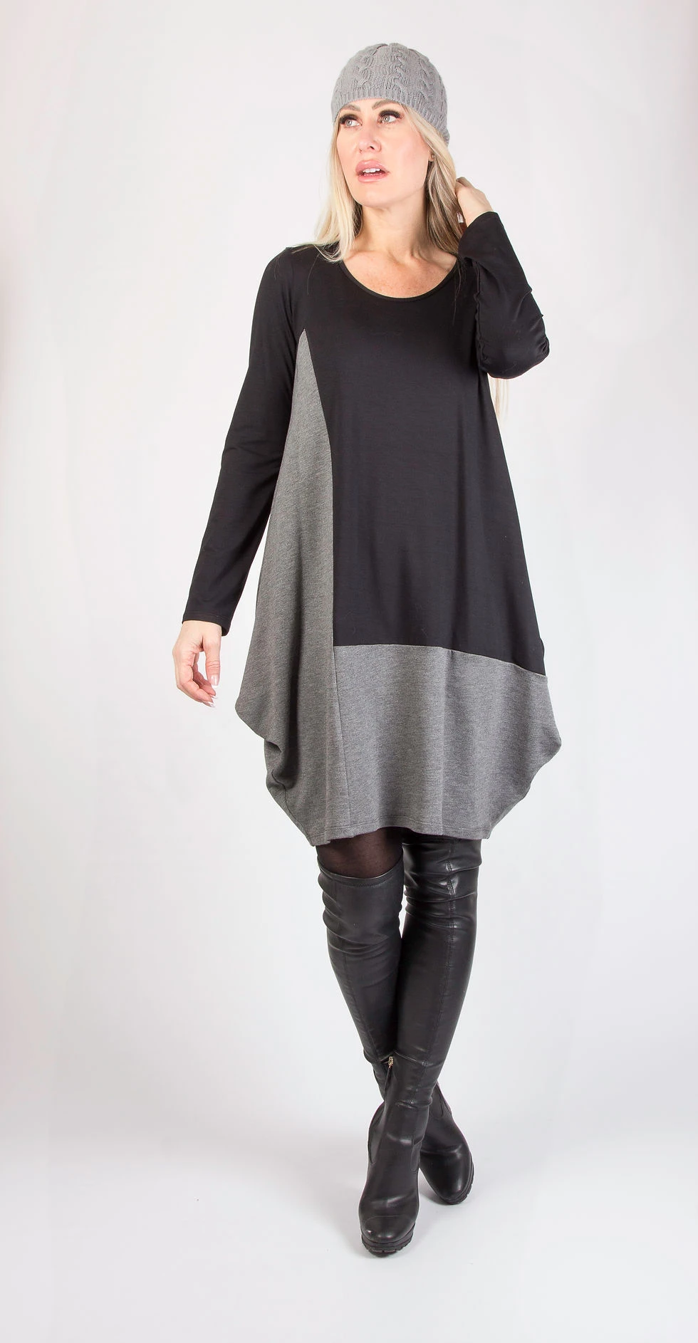 PURE Essence Black/Grey Lantern Dress 210-5067