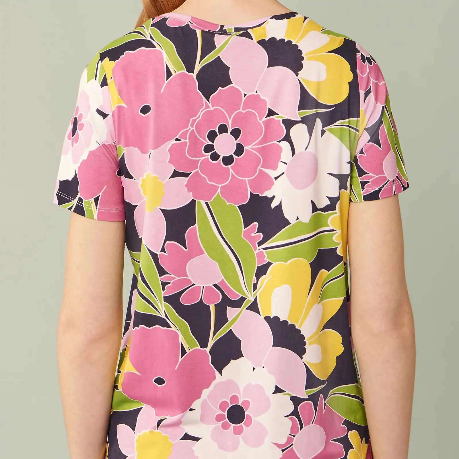 Thumbnail: Pink and Lime Floral Print Tee by Leo & Ugo