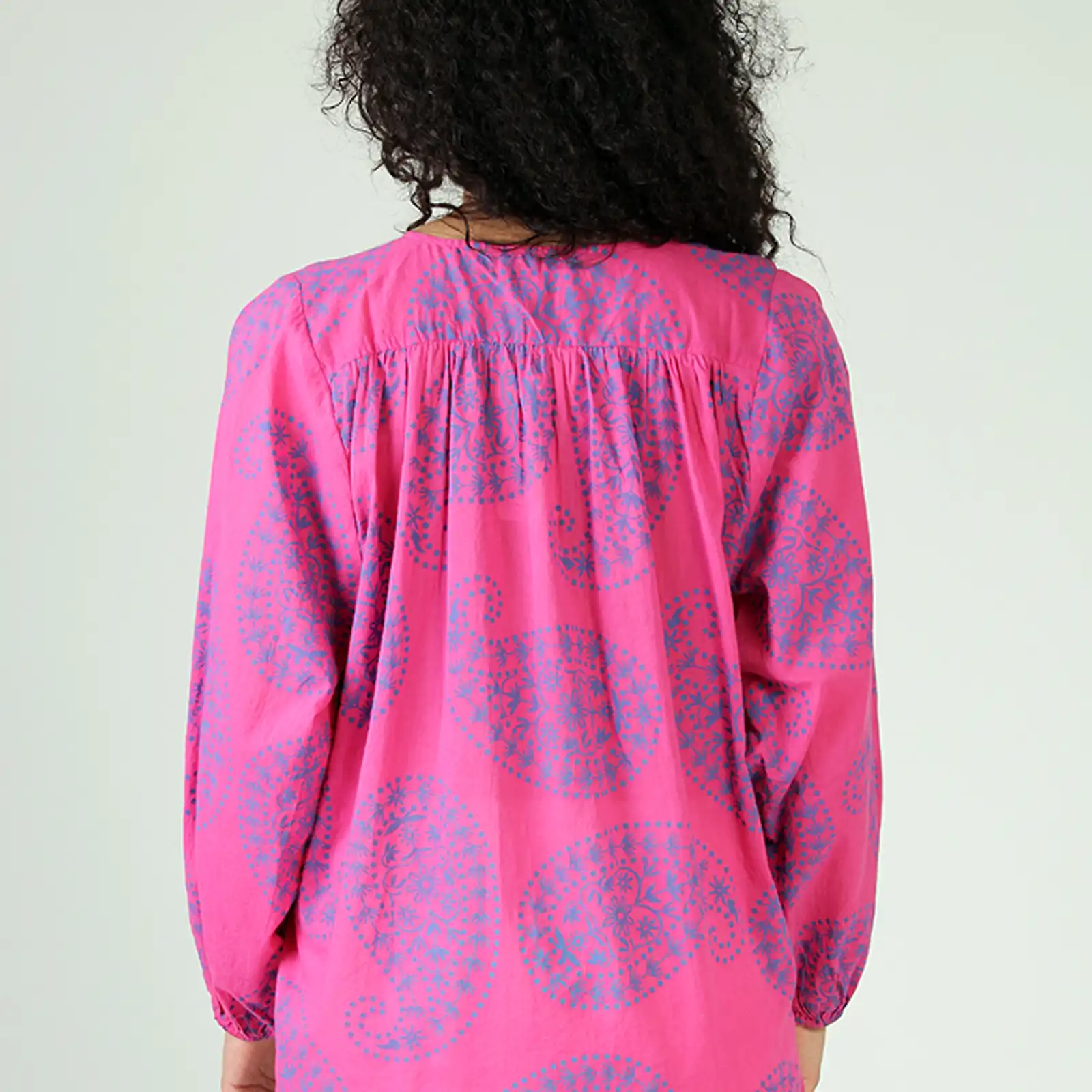 Thumbnail: Fresh FX Hot Pink and Blue Peasant Blouse 336C302