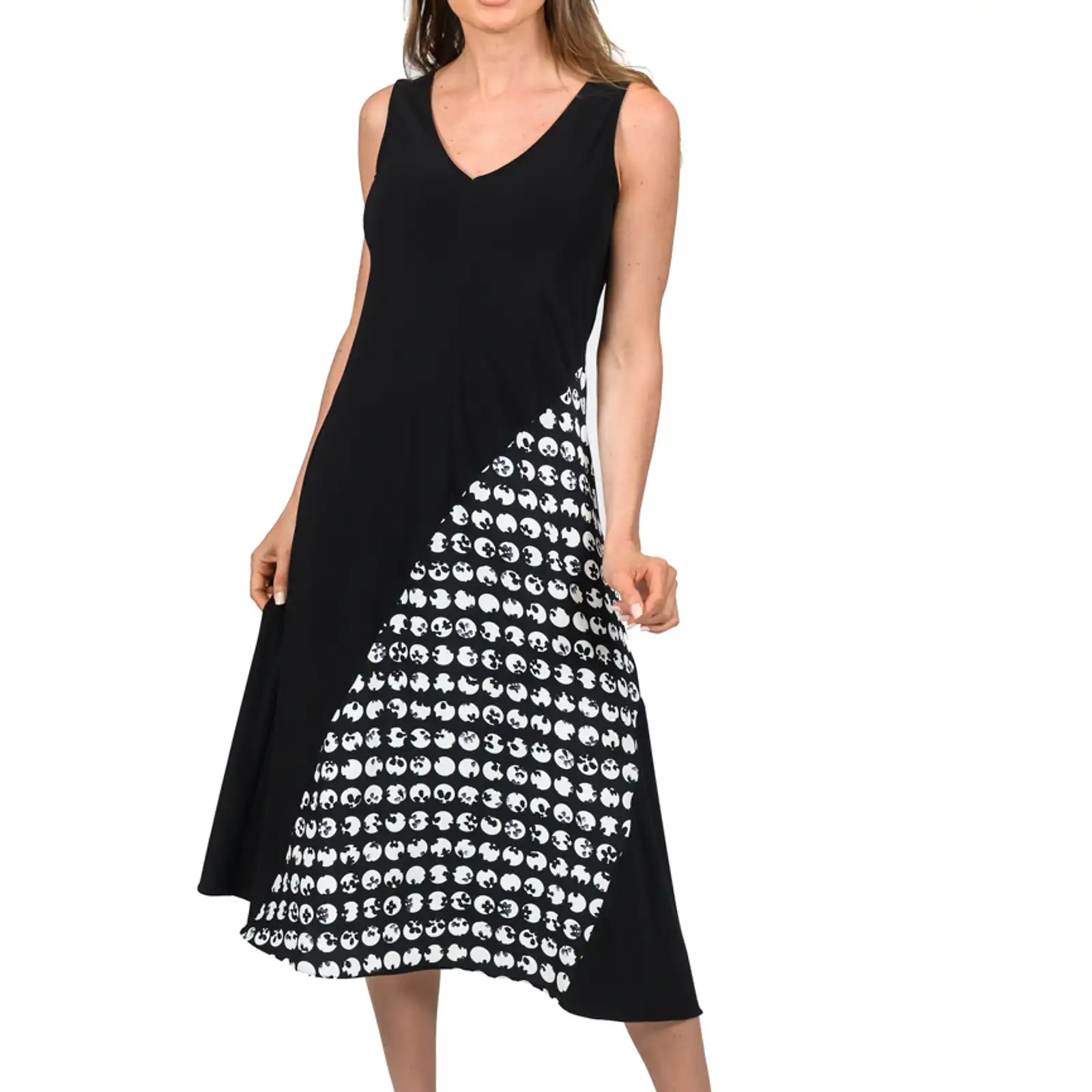 Thumbnail: SCAPA  Angled Inset Sleeveless Black Dress 5940
