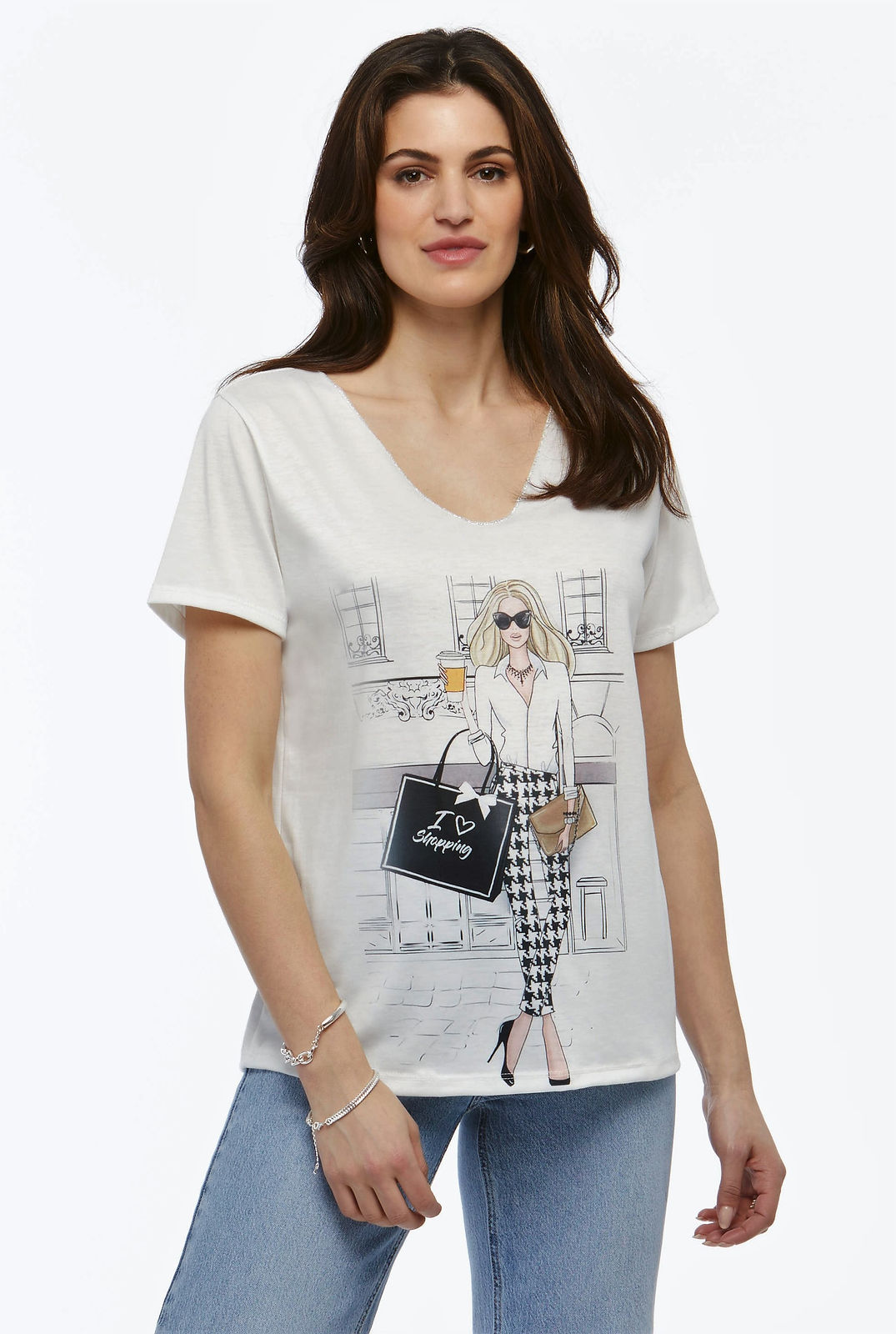 Orly "I Love Shopping"  V-Neck Tee 61005