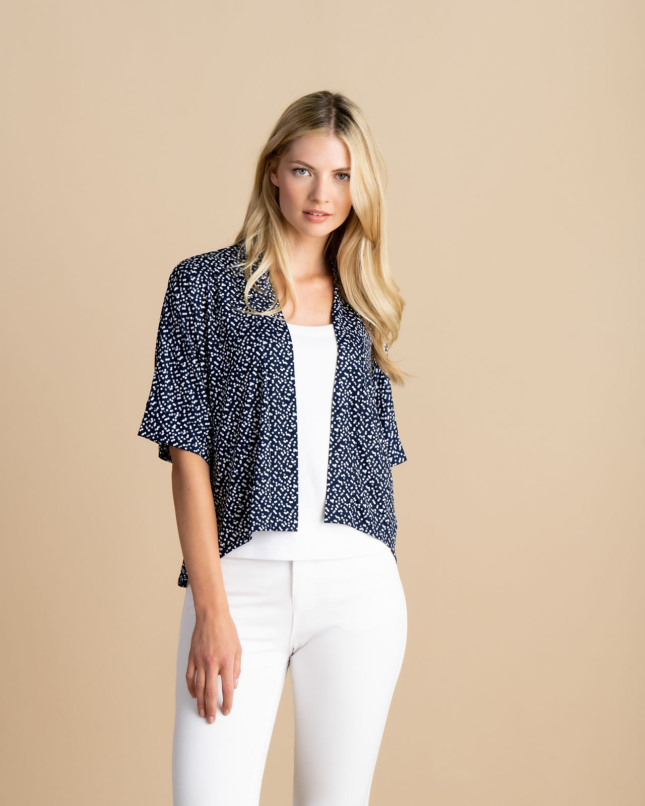 Marble Scotland Navy and White Print Bolero 6943-103